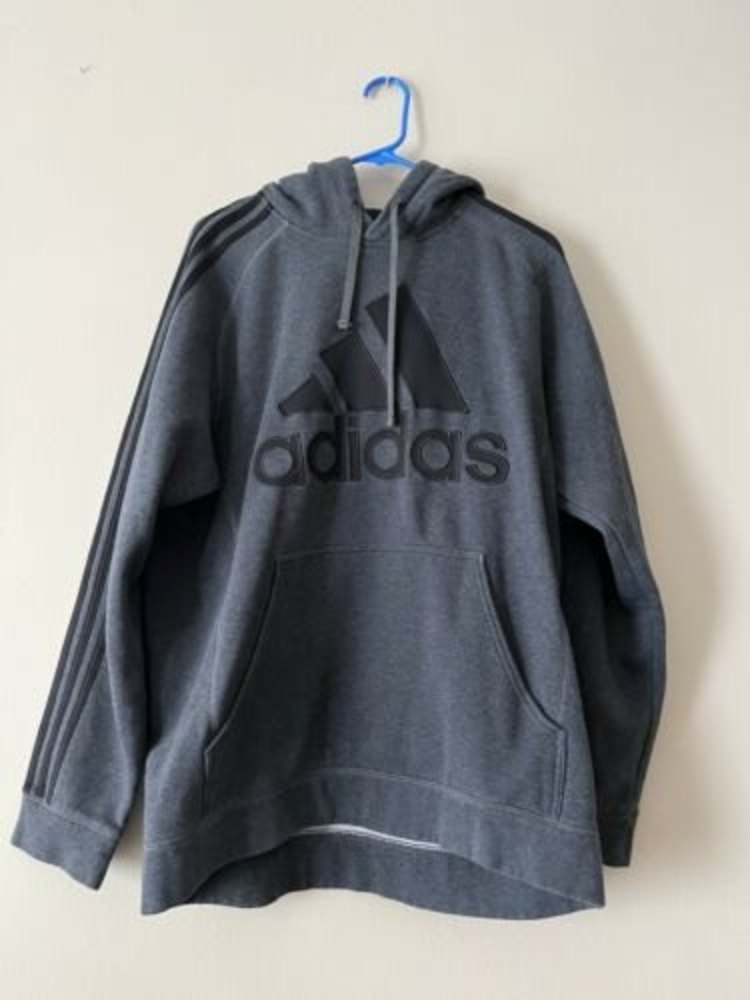 Adidas Dark Gray Charcoal Hoodie Mens Large L Great Condition!